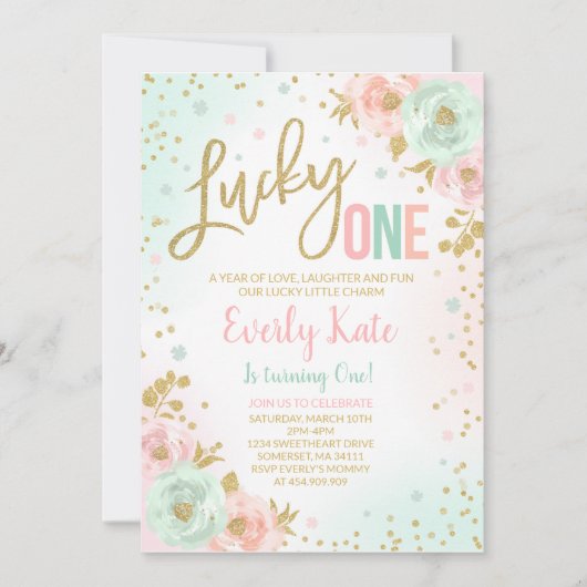 St. Patrick's Birthday Invitation Lucky One Party Kaart (Voorkant)