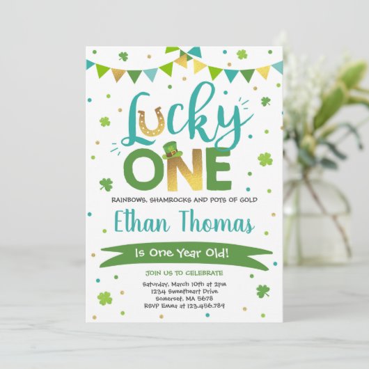 St. Patrick's Birthday Invitation Lucky One Party Kaart (Staand voorkant)