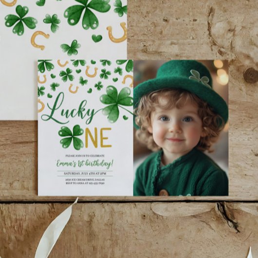 St. Patrick's Birthday Invitation Lucky One Party Kaart