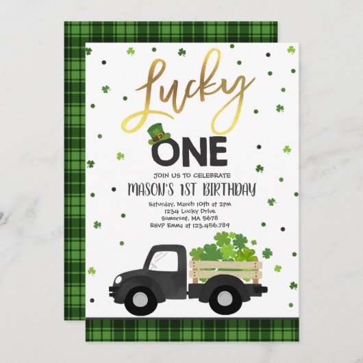 St. Patrick's Birthday Invitation Lucky One Party Kaart (Voorkant / Achterkant)