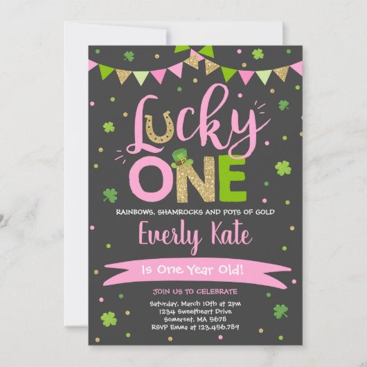 St. Patrick's Birthday Invitation Lucky One Party Kaart (Voorkant)