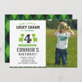 St Patrick's Birthday Invitation with Photo Kaart (Voorkant / Achterkant)