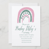 St. Patricks Birthday Rainbow Hand Drawn Pink Invi Kaart (Voorkant)