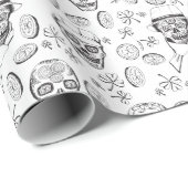 St Patricks Black & White Irish Sugar Skulls Cadeaupapier (Rol Hoek)