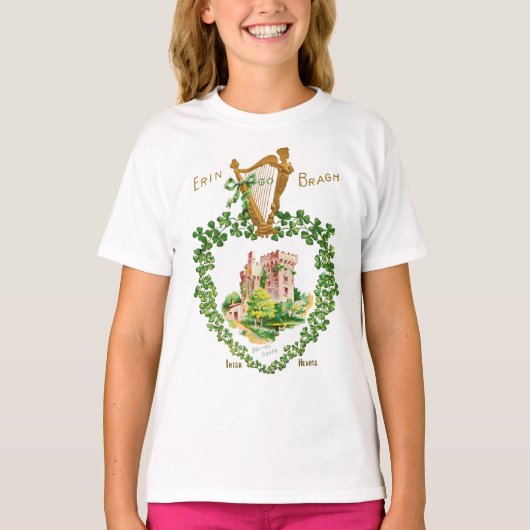 St Patrick's Blarney Castle Irish Harp of Erin T-shirt (Voorkant)