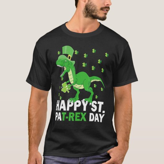 St Patricks Boys Day Pajamas T Rex Saint Dinosaur T-shirt (Voorkant)