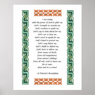 St. Patrick's Breastplate Prayer Green Celtic Knot Poster
