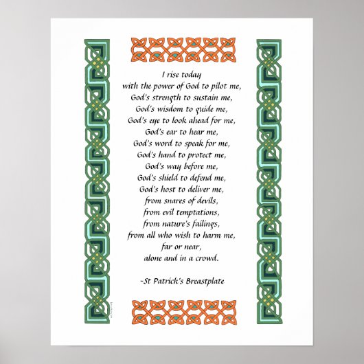 St. Patrick's Breastplate Prayer Green Celtic Knot Poster (Voorkant)