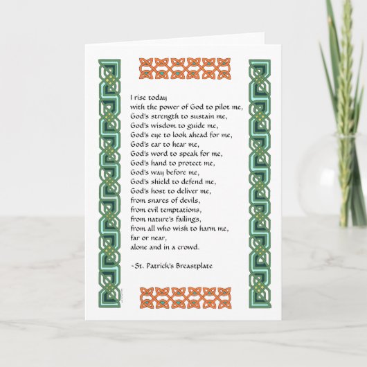 St. Patrick's Breastplate Prayer met Keltische Kno Kaart (Voorkant)