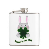 St. Patricks Bunny Proud om Irish Shamrock te word Heupfles (Voorkant)