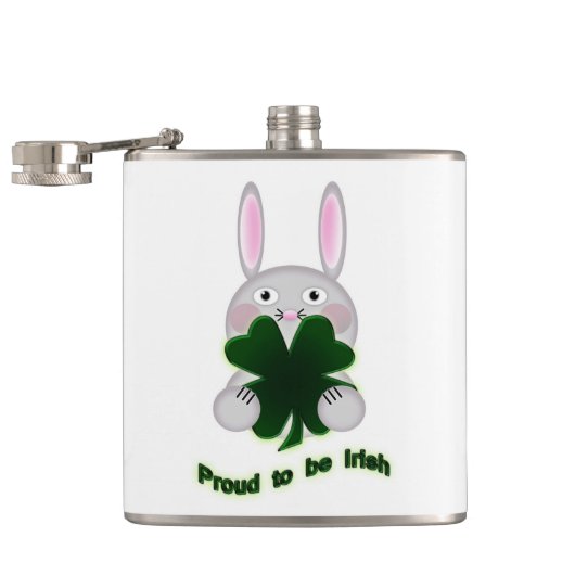 St. Patricks Bunny Proud om Irish Shamrock te word Heupfles (Geopend)
