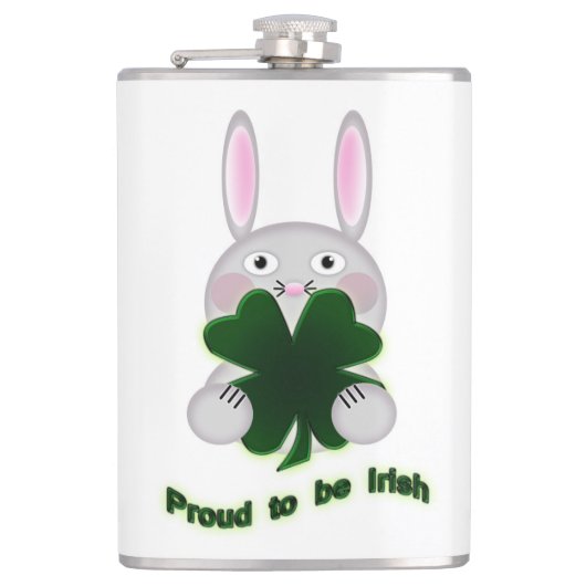 St. Patricks Bunny Proud om Irish Shamrock te word Heupfles (Voorkant)