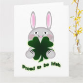 St. Patricks Bunny Proud om Irish Shamrock te word Kaart (Gele Bloem)