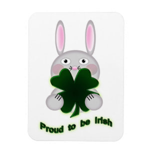 St. Patricks Bunny Proud om Irish Shamrock te word Magneet