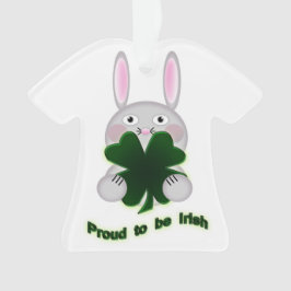 St. Patricks Bunny Proud om Irish Shamrock te word Ornament