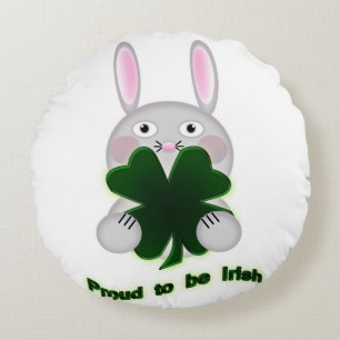 St. Patricks Bunny Proud om Irish Shamrock te word Rond Kussen