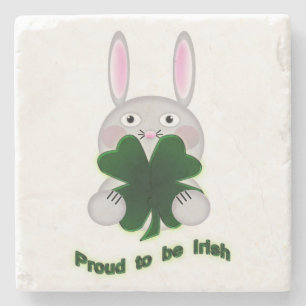St. Patricks Bunny Proud om Irish Shamrock te word Stenen Onderzetter