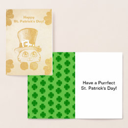 St. Patrick's Cat and Shamrocks Drawing, ZKOA Folie Kaarten