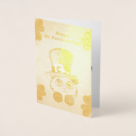 St. Patrick's Cat and Shamrocks Drawing, ZKOA Folie Kaarten