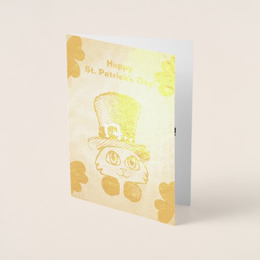 St. Patrick's Cat and Shamrocks Drawing, ZKOA Folie Kaarten (Voorkant)