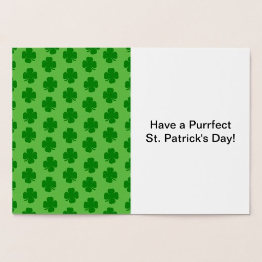 St. Patrick's Cat and Shamrocks Drawing, ZKOA Folie Kaarten (Binnen)