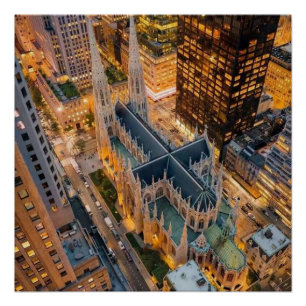 St. Patrick's Cathedral New York City Luchtfoto  Perfect Poster