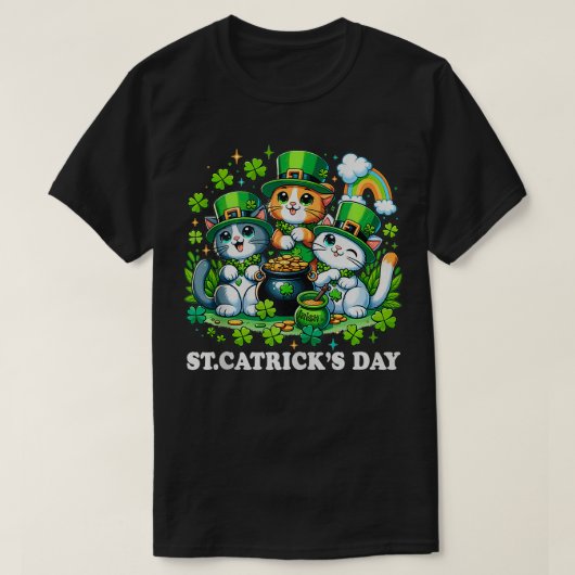 St Patricks Catricks Dag Katten Saint Pattys Kat L T-shirt (Design voorkant)