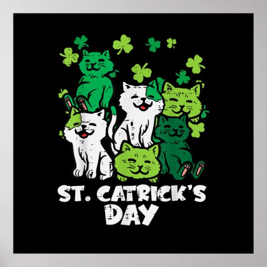 St Patricks Catricks Dag Katten Saint Pattys Poster (Voorkant)