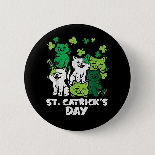 St Patricks Catricks Dag Katten Saint Pattys Ronde Button 5,7 Cm (Voorkant)