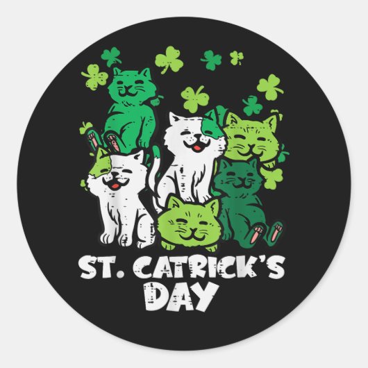 St Patricks Catricks Dag Katten Saint Pattys Ronde Sticker (Voorkant)