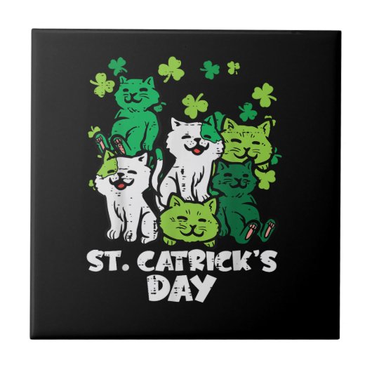 St Patricks Catricks Dag Katten Saint Pattys Tegeltje (Voorkant)