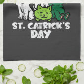 St Patricks Catricks Dag Katten Saint Pattys Theedoek (Gevouwen)