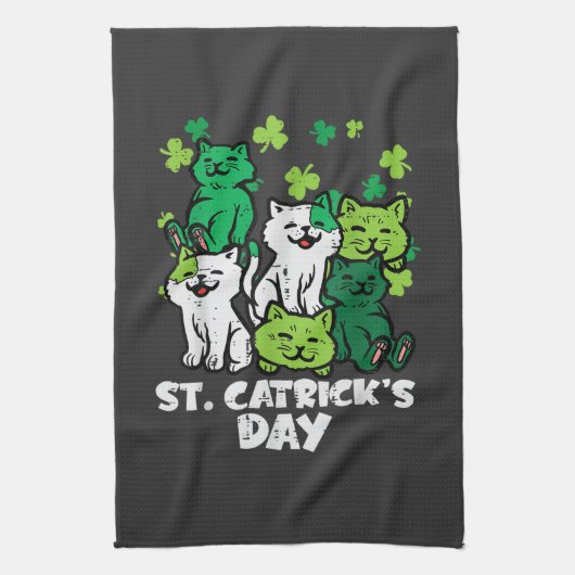 St Patricks Catricks Dag Katten Saint Pattys Theedoek (Verticaal)