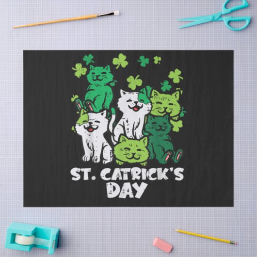 St Patricks Catricks Dag Katten Saint Pattys Tissuepapier (Craft)