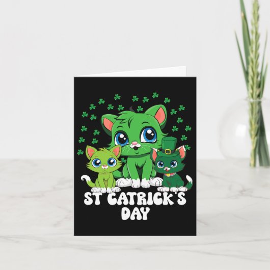 St Patricks Catricks Day Cats Green Saint Pattys Kaart (Voorkant)