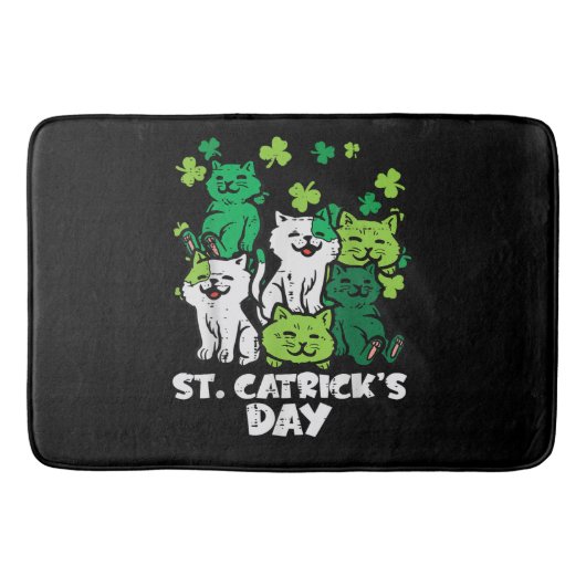 St Patricks Catricks Day Cats Saint Pattys Badmat (Voorkant)