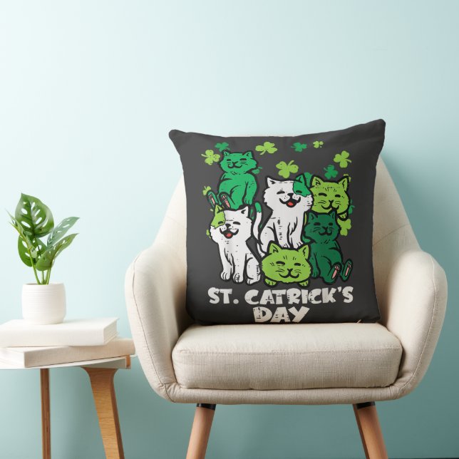 St Patricks Catricks Day Cats Saint Pattys Kussen (Stoel)