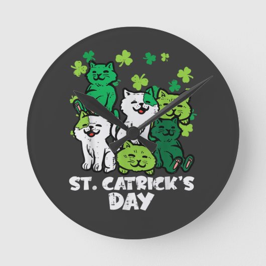 St Patricks Catricks Day Katten Saint Pattys Ronde Klok (Voorkant)