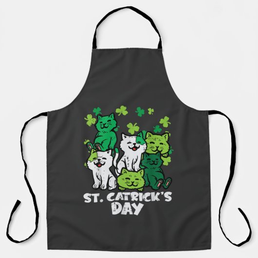 St Patricks Catricks Day Katten Saint Pattys Schort (Voorkant)