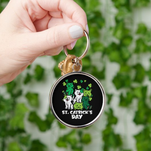 St Patricks Catricks Day Katten Saint Pattys Sleutelhanger (Hand)
