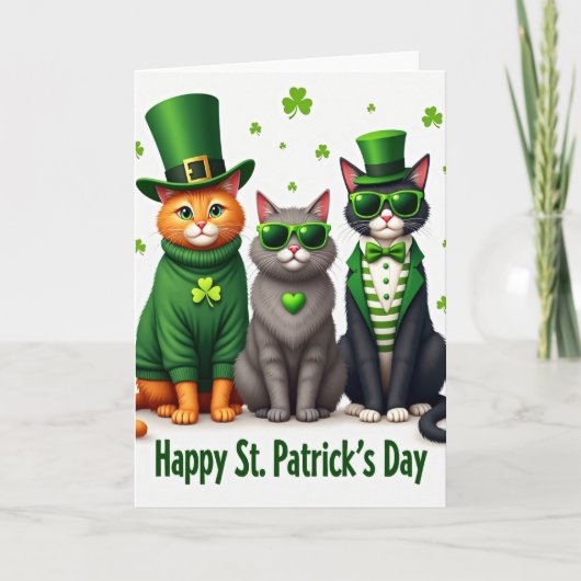 St Patricks Cats Fun Day Kaart (Voorkant)