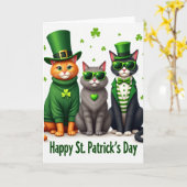 St Patricks Cats Fun Day Kaart (Gele Bloem)