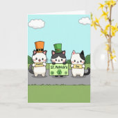 St Patricks Cats Happy Day Card Kaart (Gele Bloem)