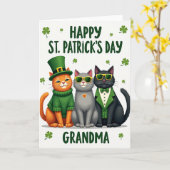 St Patricks Cats Oma Kaart (Gele Bloem)