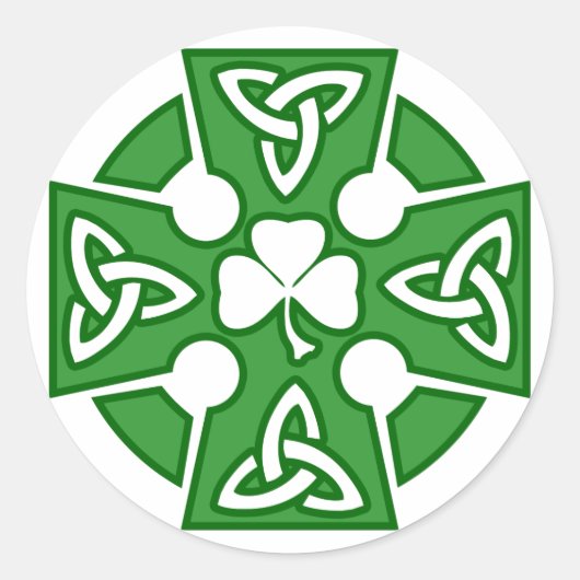 St Patrick's Celtic cross Ronde Sticker (Voorkant)