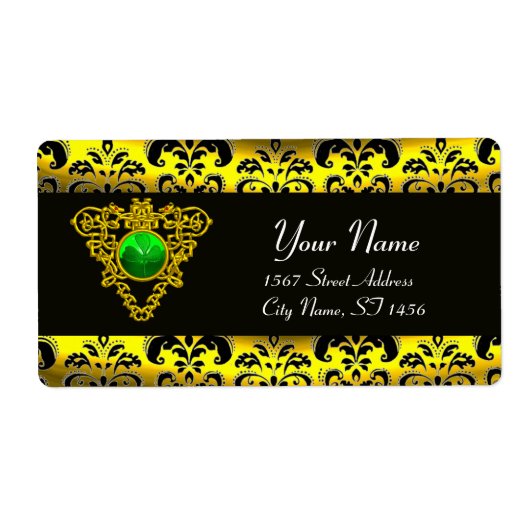 ST PATRICK'S CELTIC HEART BLACK EN GOLD DAMASK ETIKET (Voorkant)