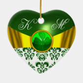 ST PATRICK'S CELTIC HEART GOLD GREEN SHAMROCK KERAMISCH ORNAMENT (Achterkant)