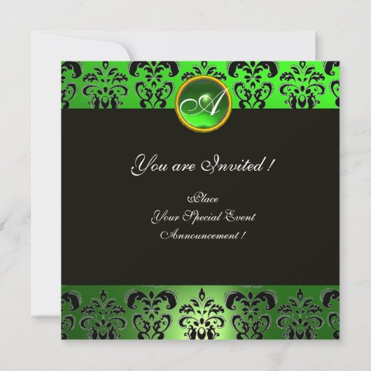 ST. PATRICK'S CELTIC HEART Green Damask Monogram Kaart (Achterkant)