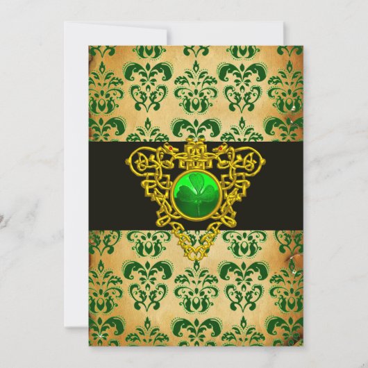 ST. PATRICK'S CELTIC HEART Green Damask Parchment Kaart (Voorkant)