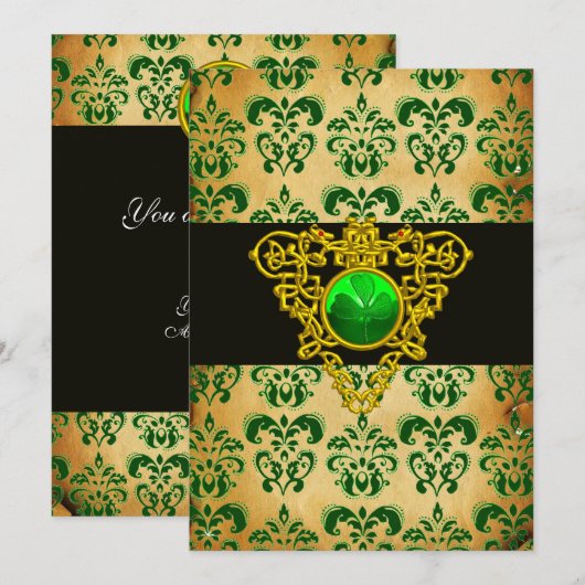 ST. PATRICK'S CELTIC HEART Green Damask Parchment Kaart (Voorkant / Achterkant)